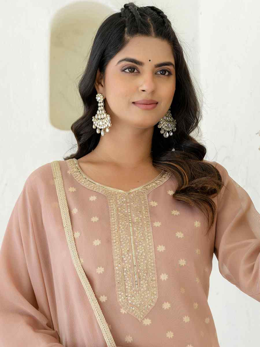 Peach Chanderi Silk Embroidery Party Wedding Festival Casual Ready Pant Salwar Kameez