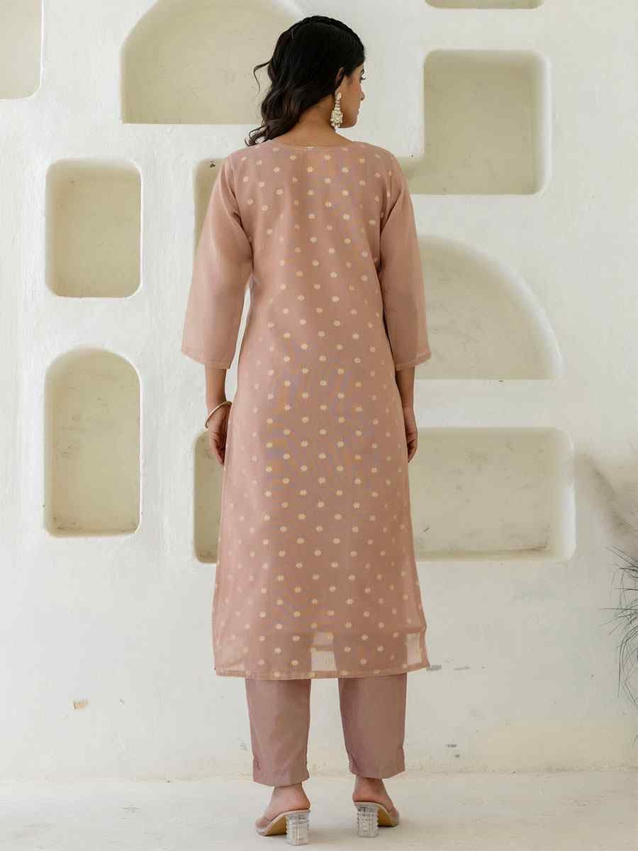 Peach Chanderi Silk Embroidery Party Wedding Festival Casual Ready Pant Salwar Kameez