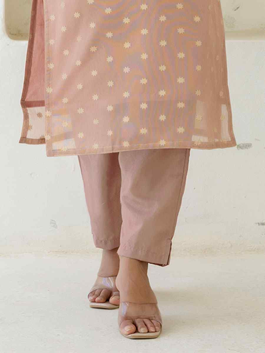 Peach Chanderi Silk Embroidery Party Wedding Festival Casual Ready Pant Salwar Kameez
