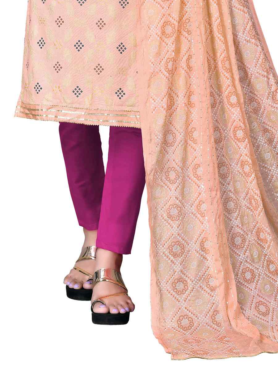 Peach Cotton Embroidered Festival Wedding Pant Salwar Kameez