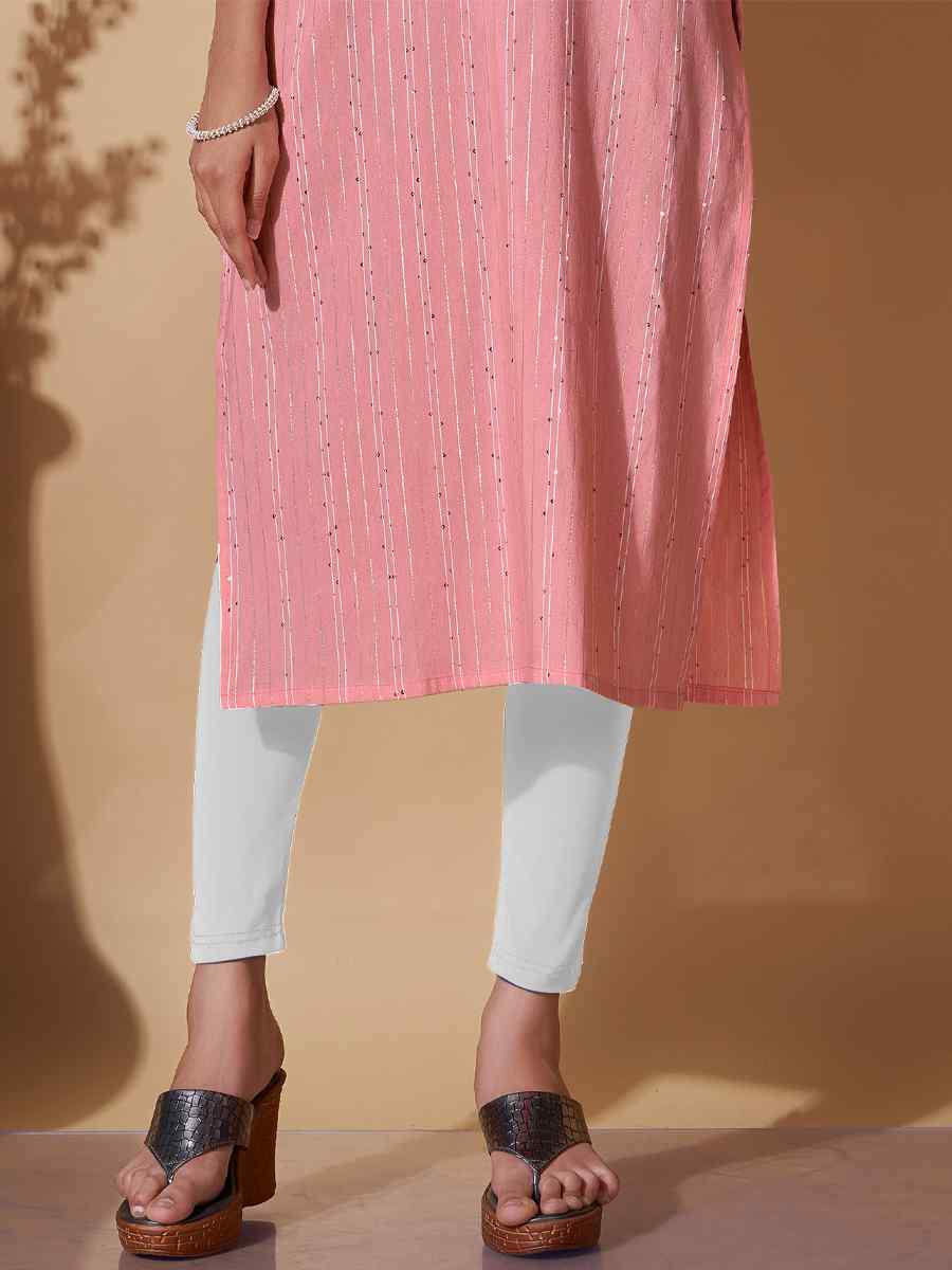 Peach Cotton Printed Casual Festival Kurti