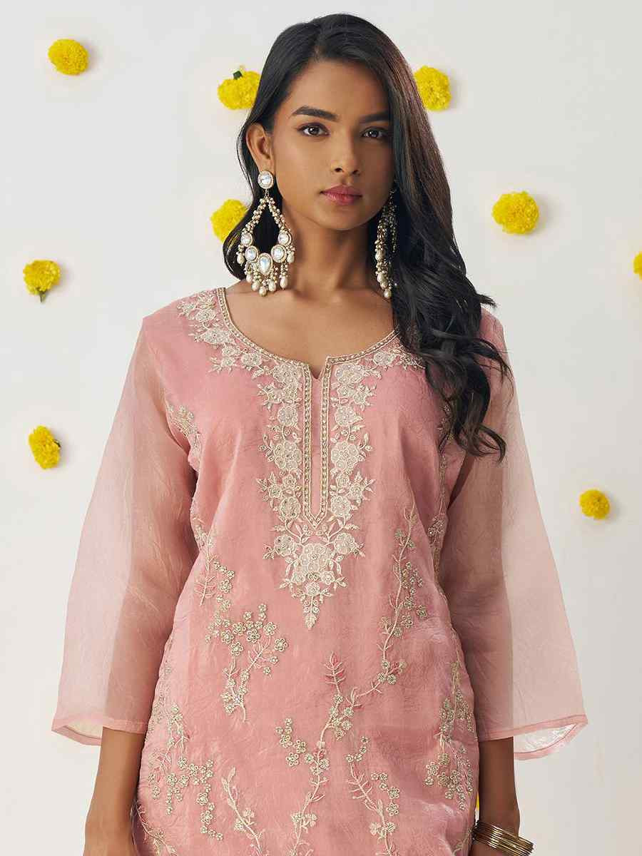 Peach Fancy Crush Embroidered Mehendi Wedding Ready Pant Salwar Kameez