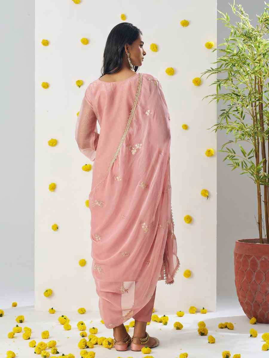 Peach Fancy Crush Embroidered Mehendi Wedding Ready Pant Salwar Kameez