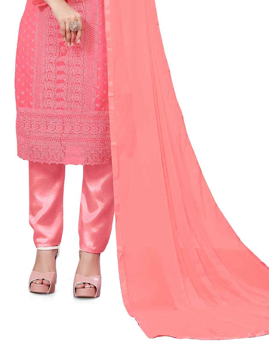 Peach Georgette Embroidered Festival Casual Pant Salwar Kameez