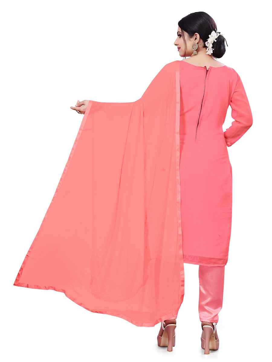 Peach Georgette Embroidered Festival Casual Pant Salwar Kameez