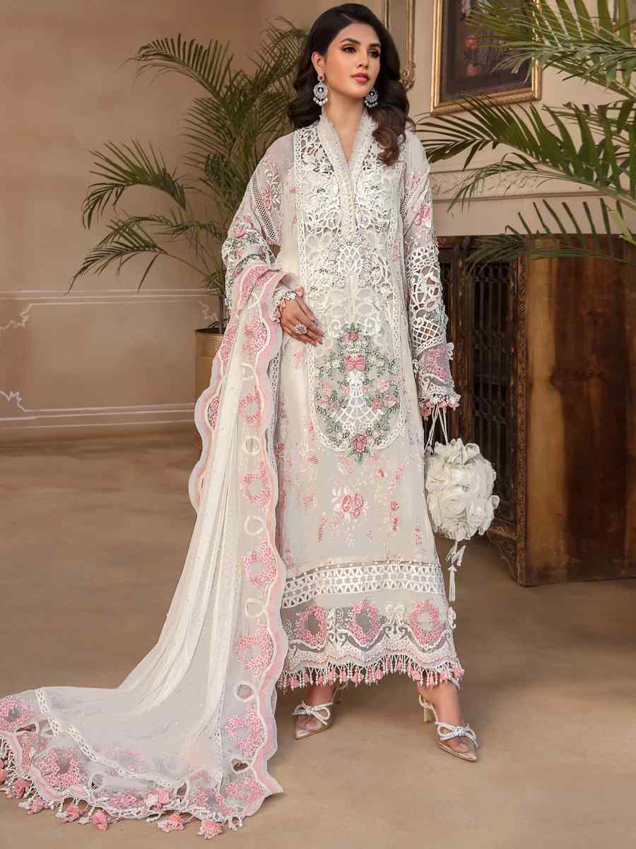 Peach Georgette Embroidered Festival Party Pant Salwar Kameez