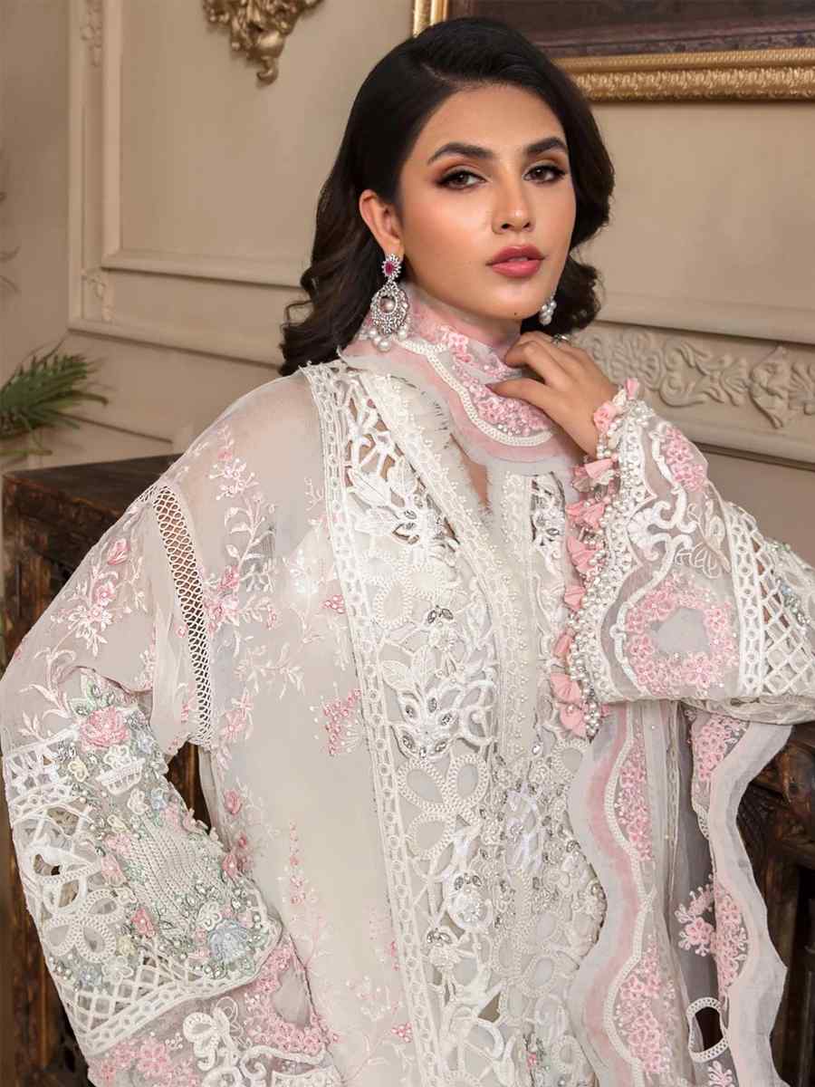 Peach Georgette Embroidered Festival Party Pant Salwar Kameez
