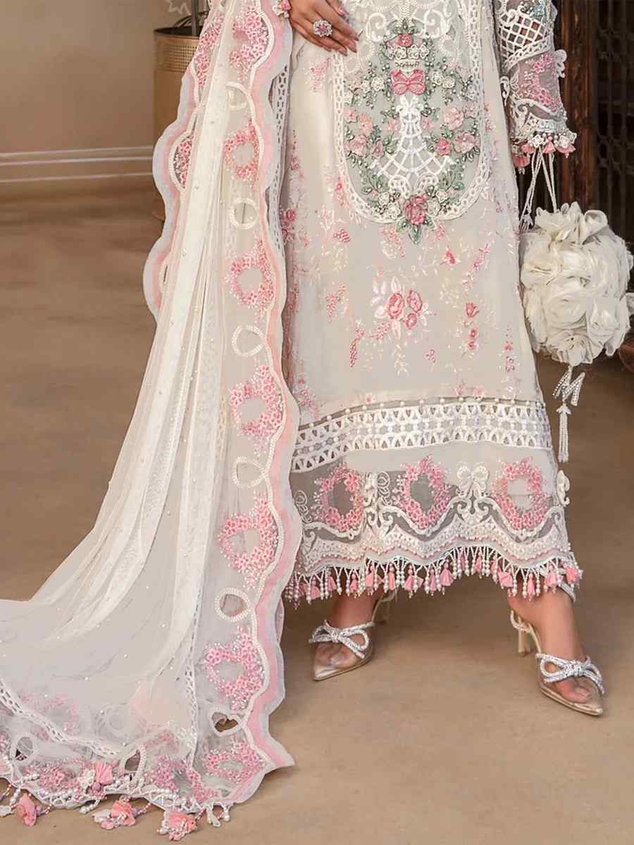 Peach Georgette Embroidered Festival Party Pant Salwar Kameez