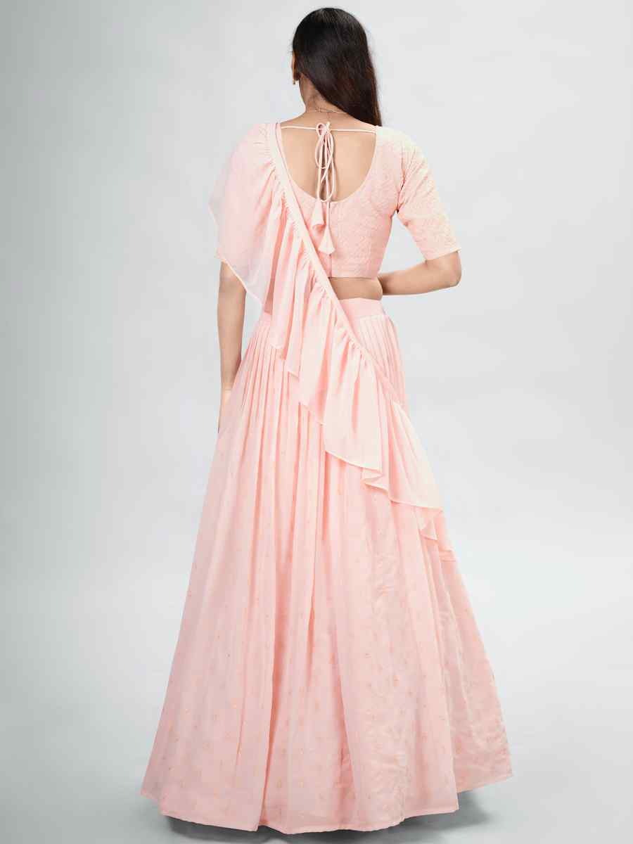 Peach Georgette Sequins Festival Party Wear Circular Lehenga Choli