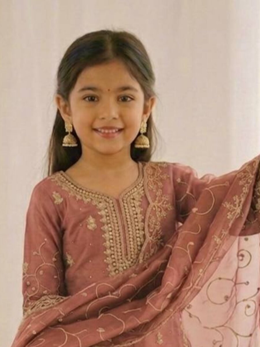 Peach Green GMY Silk Embroidered Sequins Ethnic Casual Festival Party Wedding Ready Kurta Sharara Girls Wear