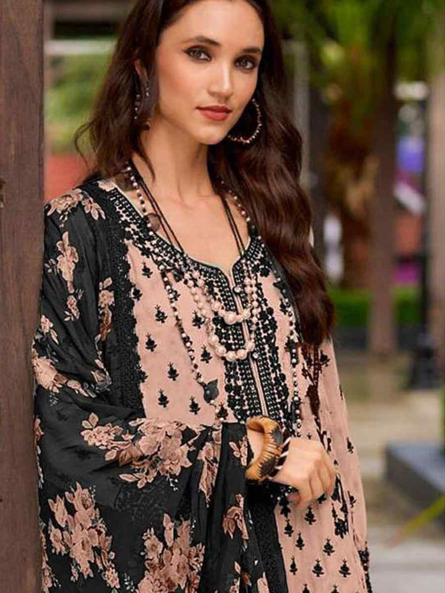 Peach Heavy Faux Georgette Embroidered Festival Casual Pant Salwar Kameez