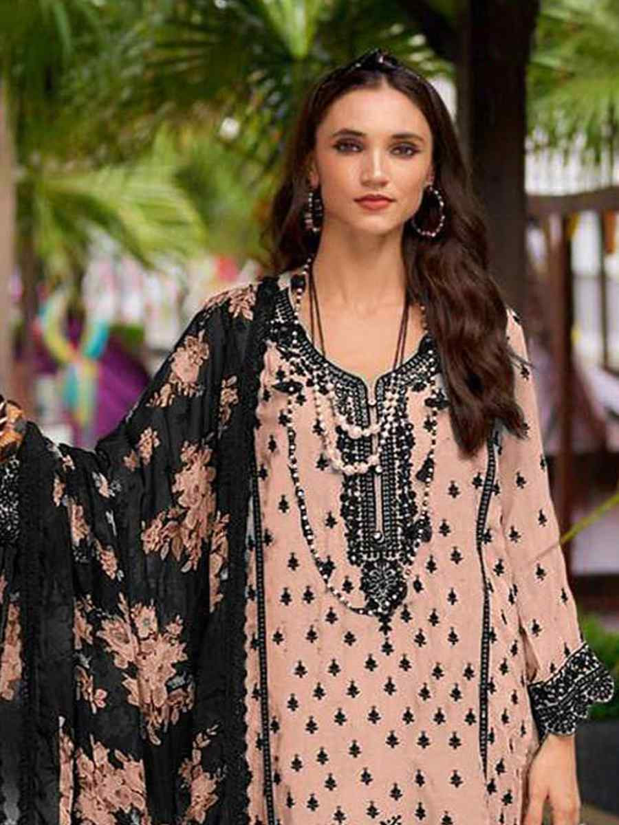 Peach Heavy Faux Georgette Embroidered Festival Casual Pant Salwar Kameez