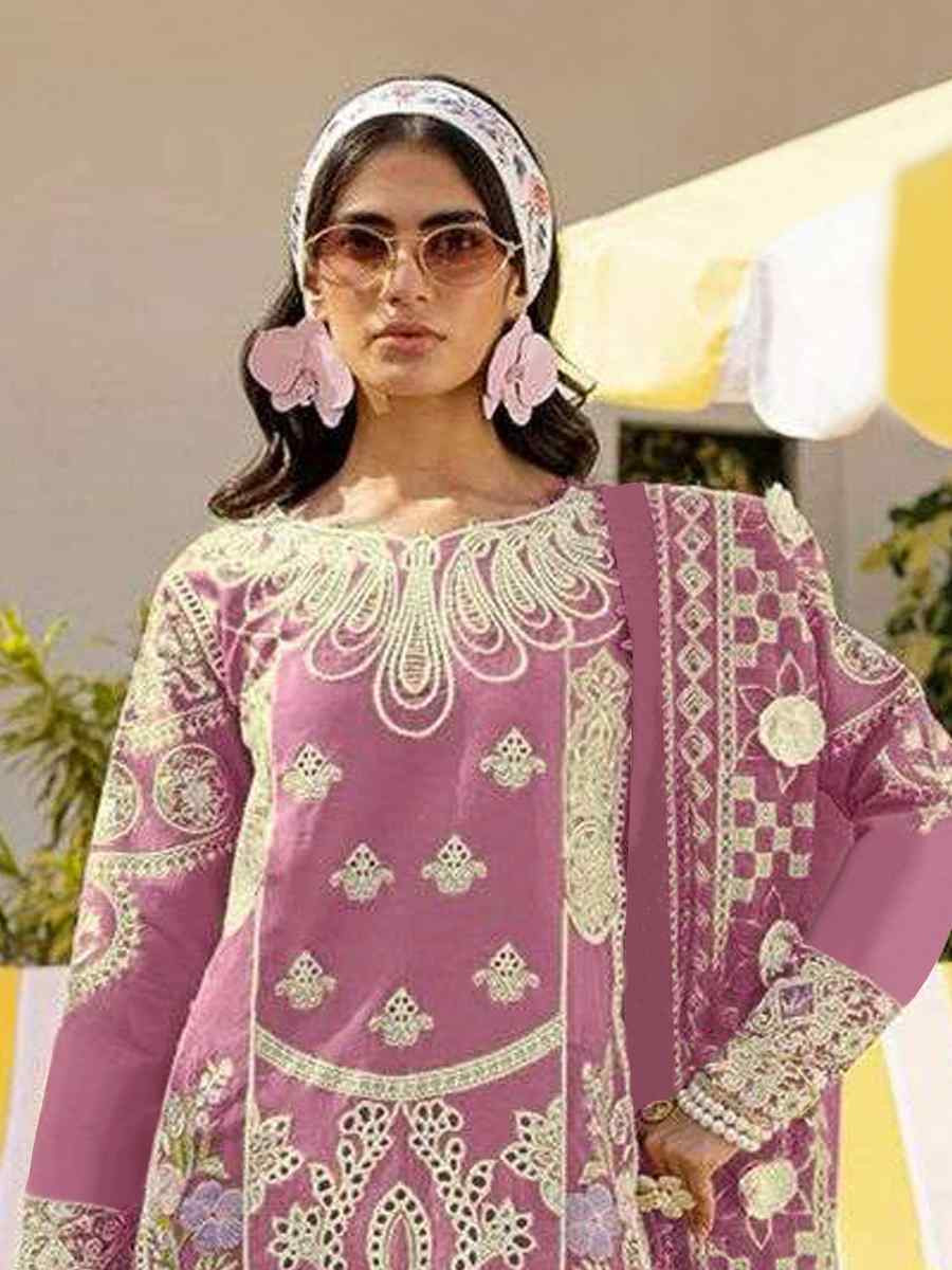 Peach Heavy Foux Georgette Embroidered Festival Wedding Pant Salwar Kameez