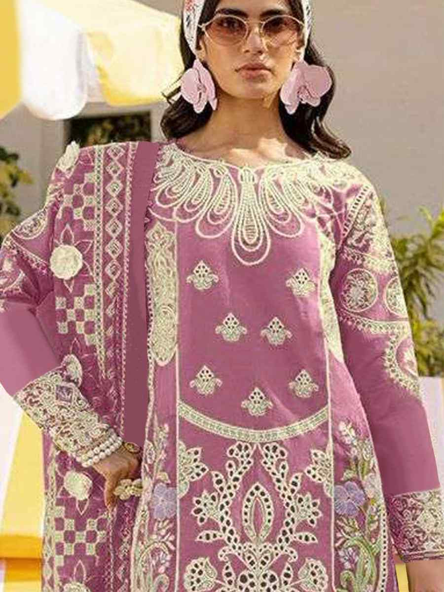 Peach Heavy Foux Georgette Embroidered Festival Wedding Pant Salwar Kameez