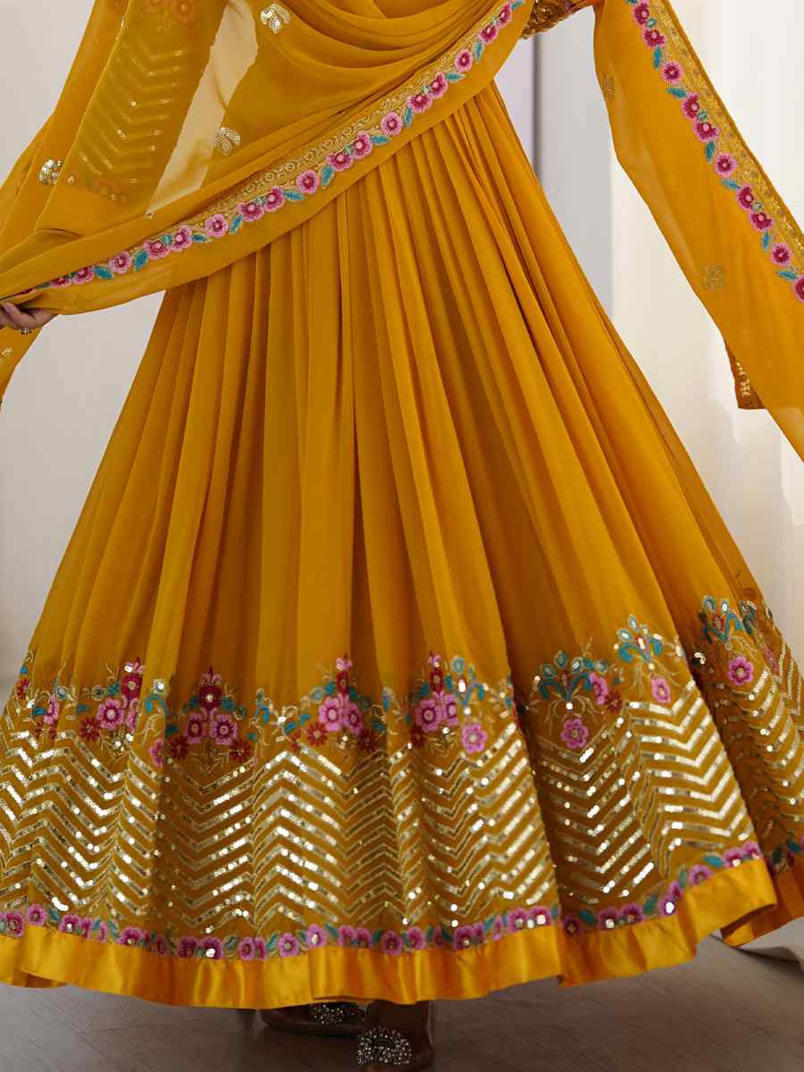 Peach Heavy Georgette Embroidered Party Wedding Ready Anarkali Salwar Kameez