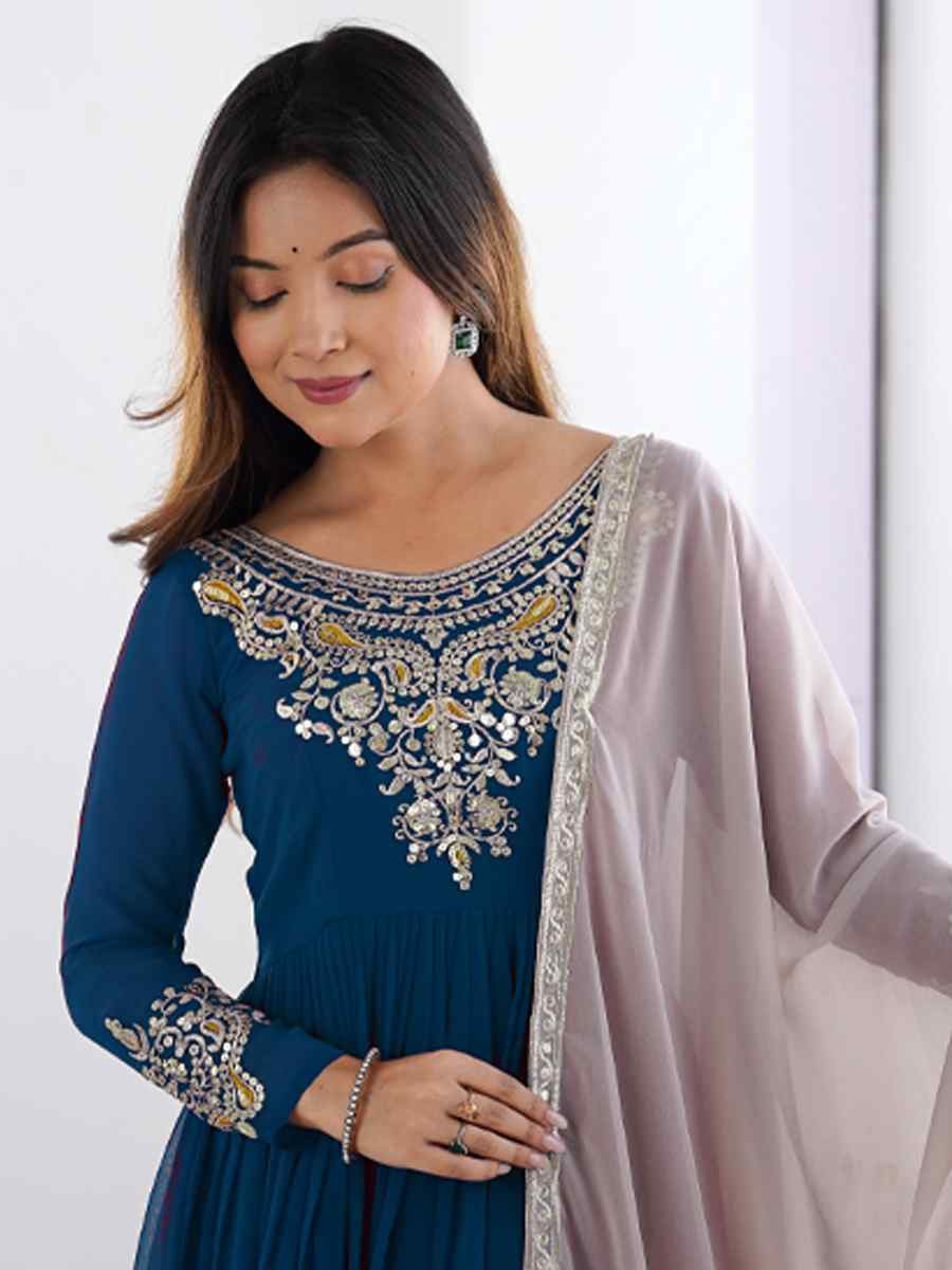 Peach Heavy Georgette Embroidered Party Wedding Ready Anarkali Salwar Kameez