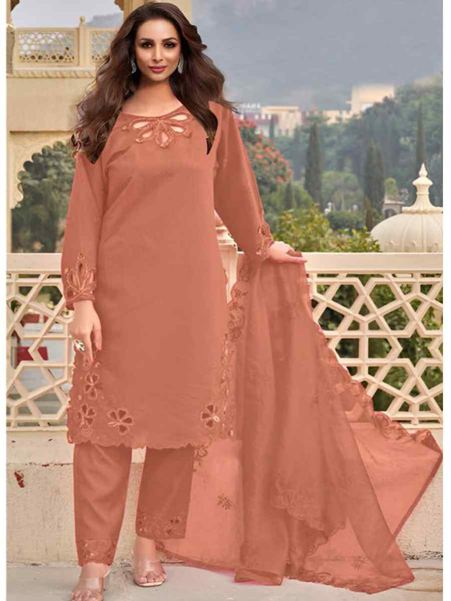 Peach Heavy jimmy Choo Embroidered Festival Wedding Pant Bollywood Style Salwar Kameez