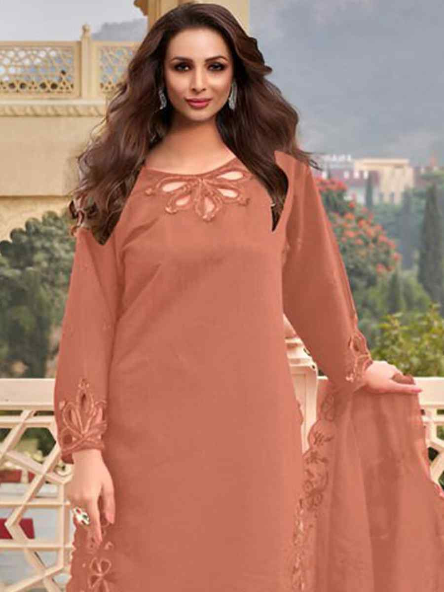 Peach Heavy jimmy Choo Embroidered Festival Wedding Pant Bollywood Style Salwar Kameez