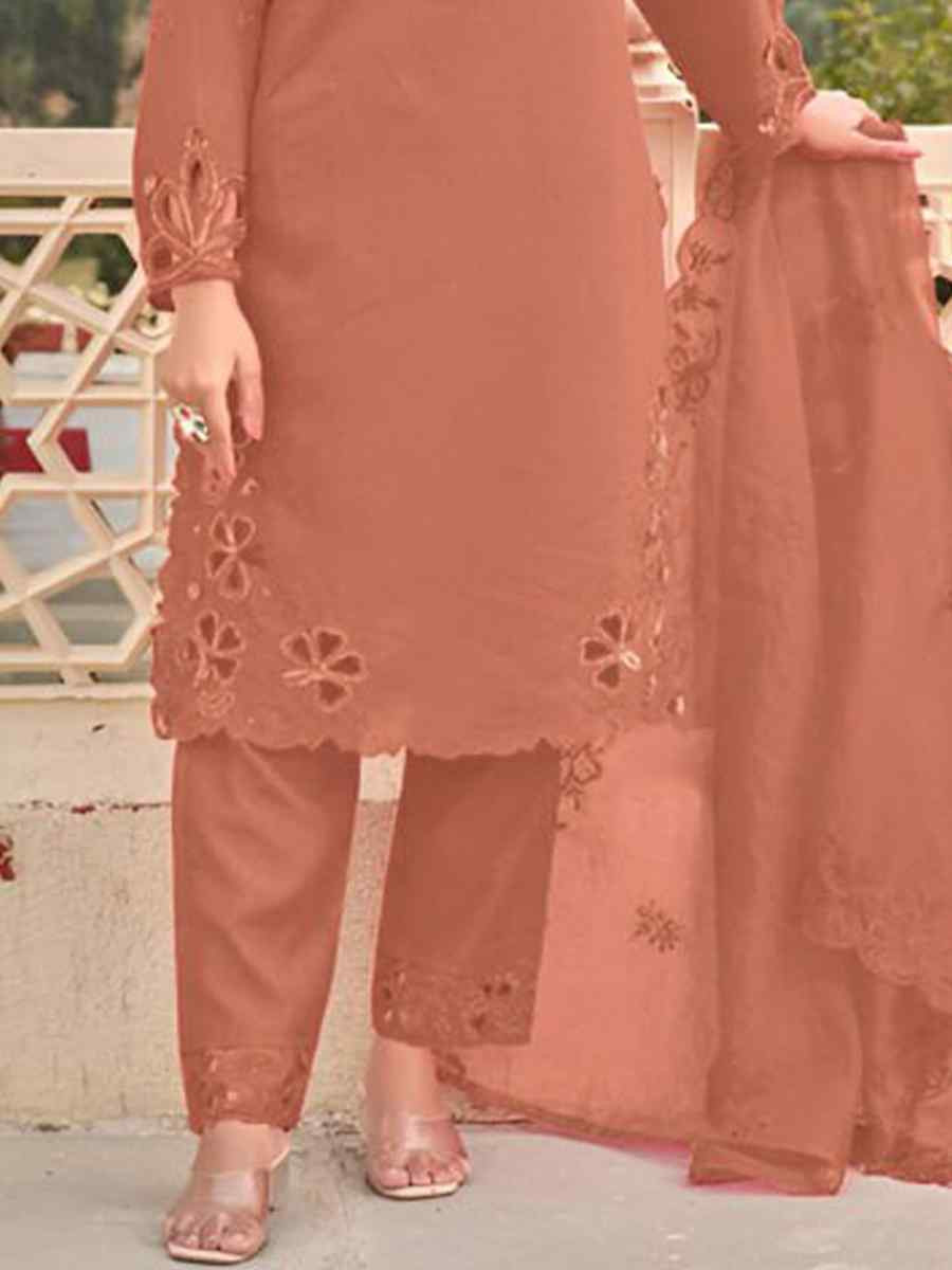 Peach Heavy jimmy Choo Embroidered Festival Wedding Pant Bollywood Style Salwar Kameez