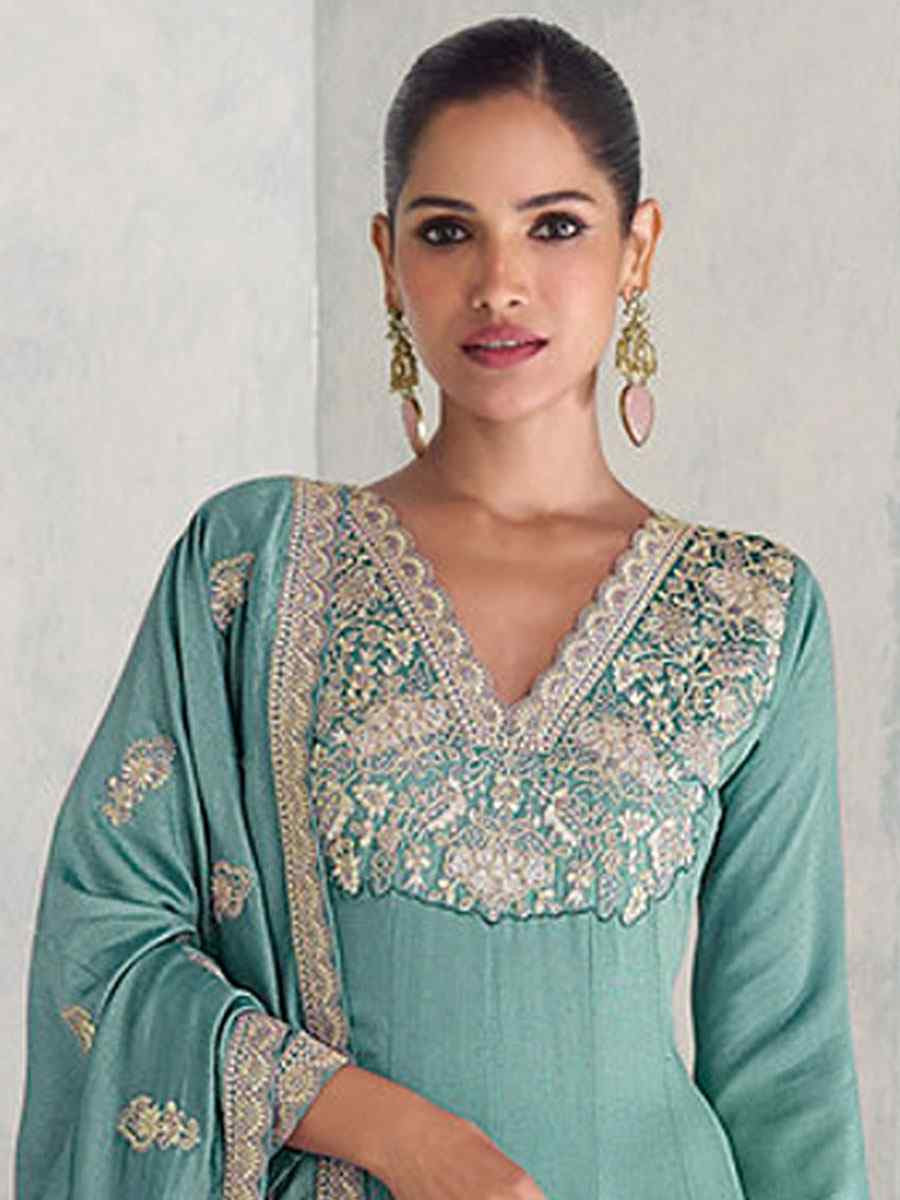 Peach Heavy Premium Silk Embroidery Party Wedding Festival Casual Ready Anarkali Salwar Kameez