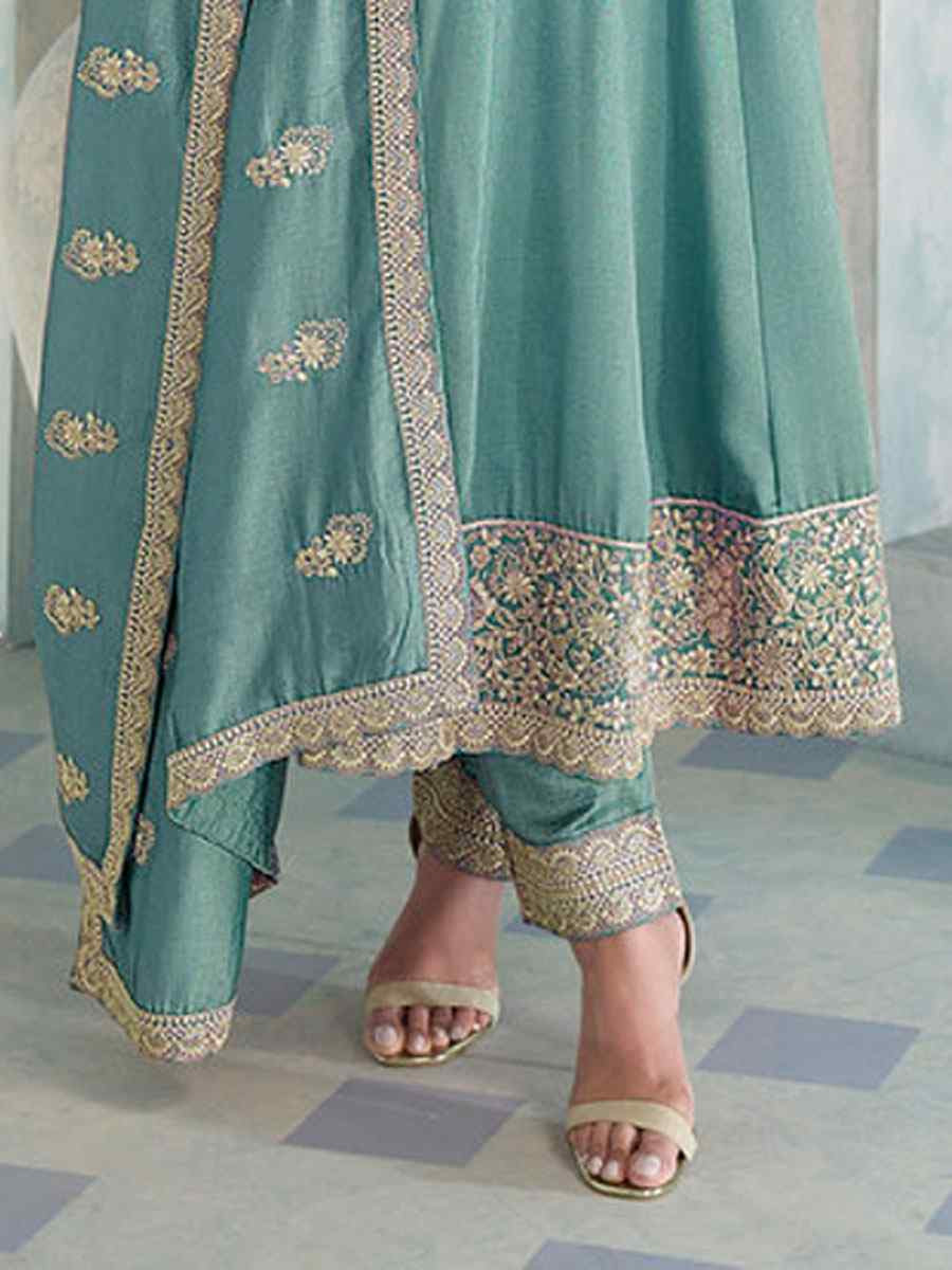 Peach Heavy Premium Silk Embroidery Party Wedding Festival Casual Ready Anarkali Salwar Kameez