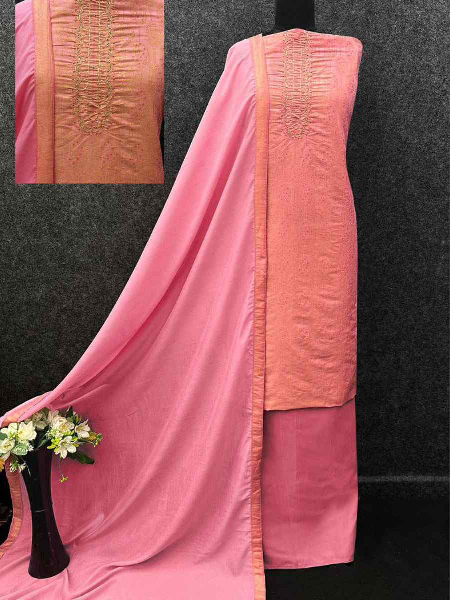 Peach Heavy Simar Jequard Silk Embroidered Festival Wedding Pant Salwar Kameez