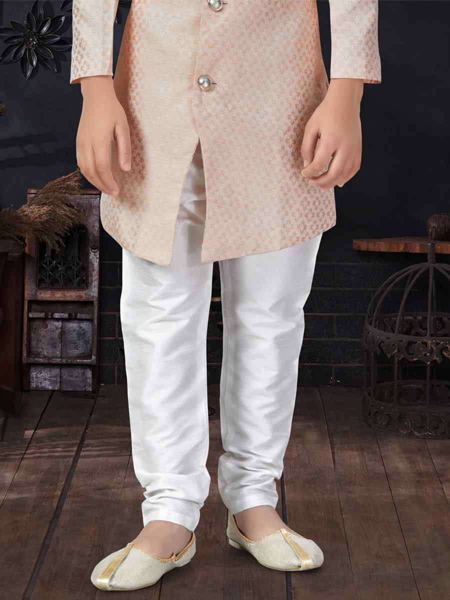 Peach Jacquard Printed Traditional Party Kurta