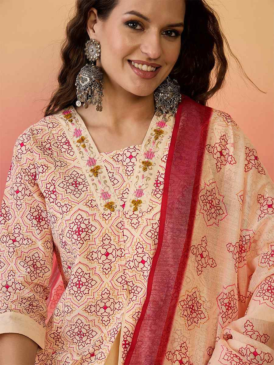 Peach Khadi Silk Embroidered Party Wedding Ready A-Line Salwar Kameez