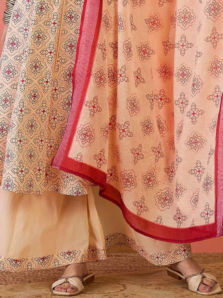 Peach Khadi Silk Embroidered Party Wedding Ready A-Line Salwar Kameez