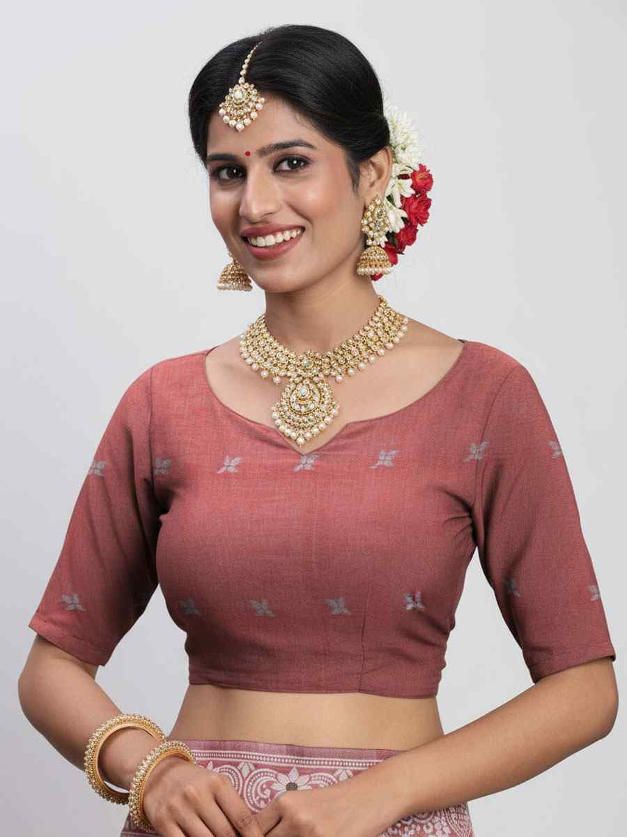 Peach Linen Cotton Handwoven Bridal Reception Festival Wedding Fancy Heavy Border Saree