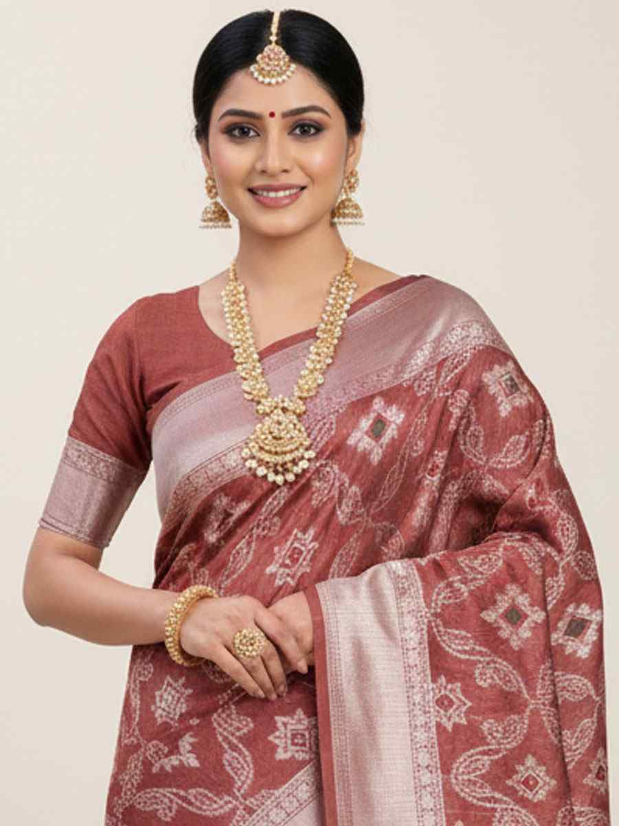 Peach Linen Cotton Handwoven Bridal Reception Festival Wedding Fancy Heavy Border Saree