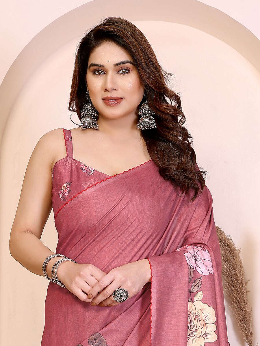 Peach Manipuri Digital Printed Wedding Reception Party Festival Casual Heavy Border Sarees