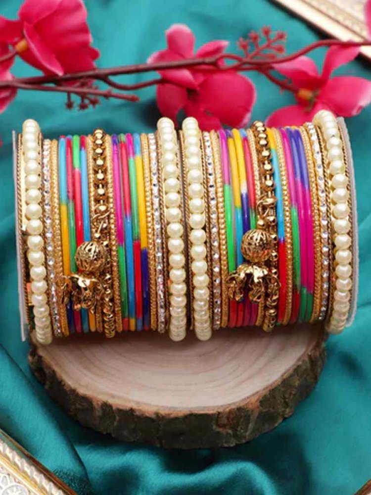 Peach Metal Festival Wear Stone Bangles