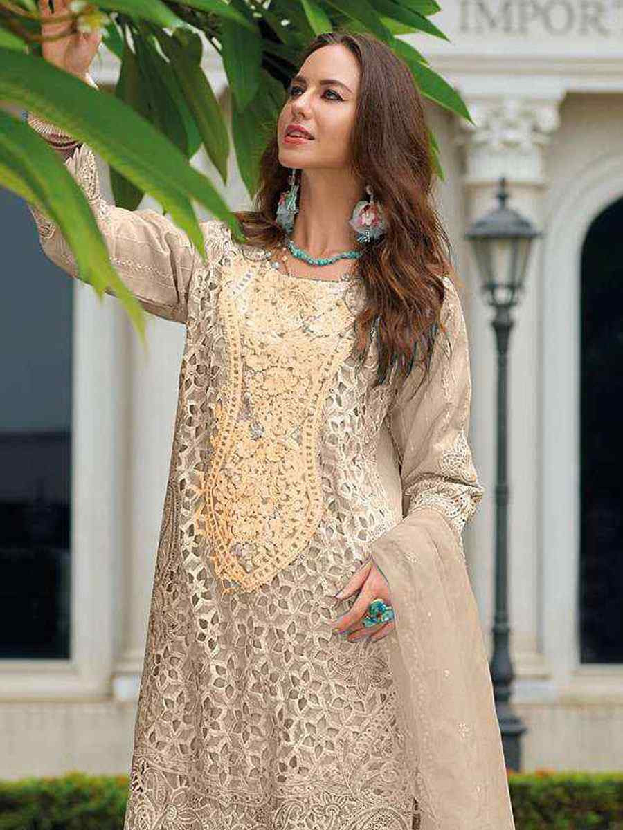 Peach Naylon Organza Embroidered Festival Wedding Pant Salwar Kameez