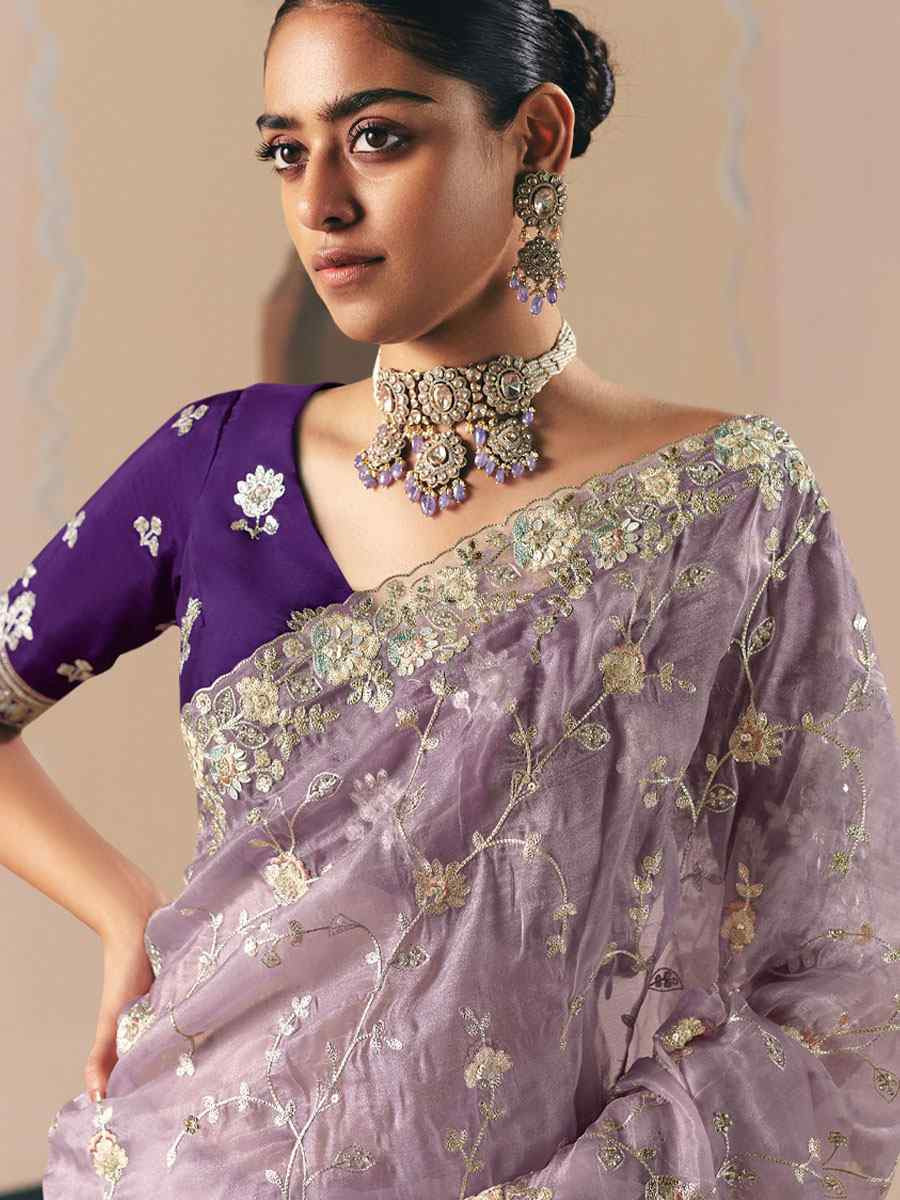 Peach Premium Fancy Silk Embroidery Bridal Reception Festival Wedding Fancy Heavy Border Saree