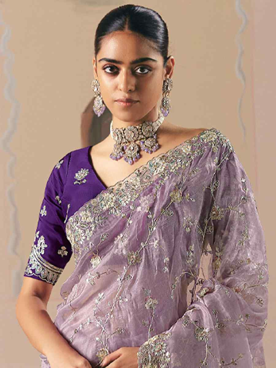 Peach Premium Fancy Silk Embroidery Bridal Reception Festival Wedding Fancy Heavy Border Saree