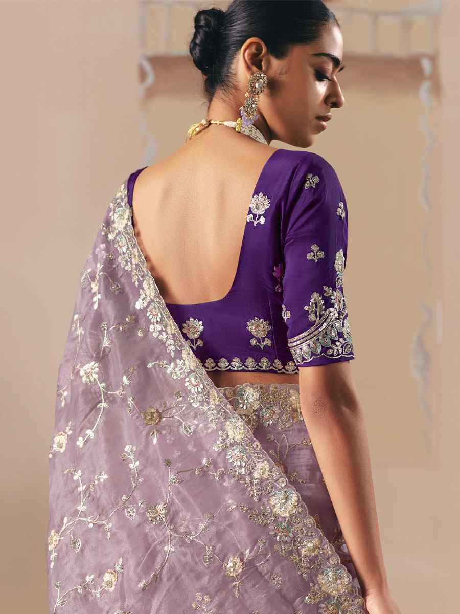 Peach Premium Fancy Silk Embroidery Bridal Reception Festival Wedding Fancy Heavy Border Saree