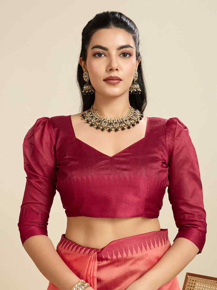 Peach Premium Khadi Raw Silk Zari Handwoven Casual Reception Festival Wedding Fancy Classic Style Sarees