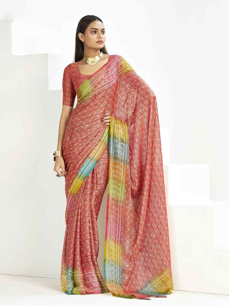 Peach Silk Handwoven Festival Wedding Fancy Heavy Border Saree
