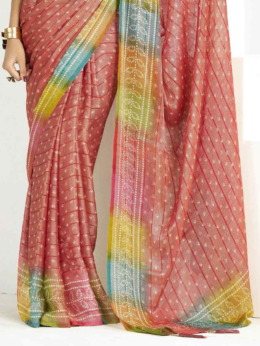 Peach Silk Handwoven Festival Wedding Fancy Heavy Border Saree