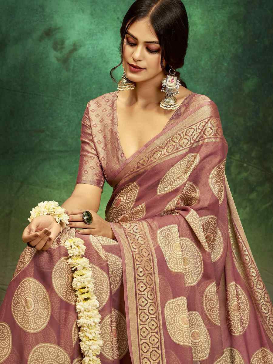 Peach Silk Handwoven Festival Wedding Fancy Heavy Border Saree