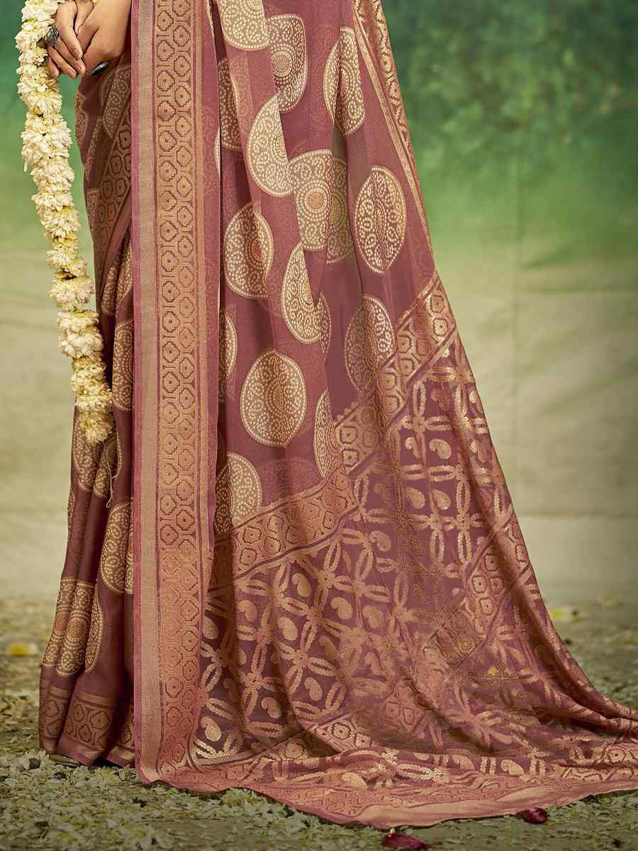 Peach Silk Handwoven Festival Wedding Fancy Heavy Border Saree