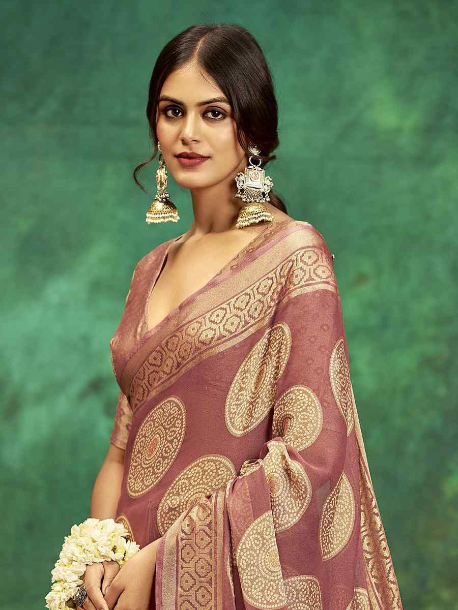 Peach Silk Handwoven Festival Wedding Fancy Heavy Border Saree