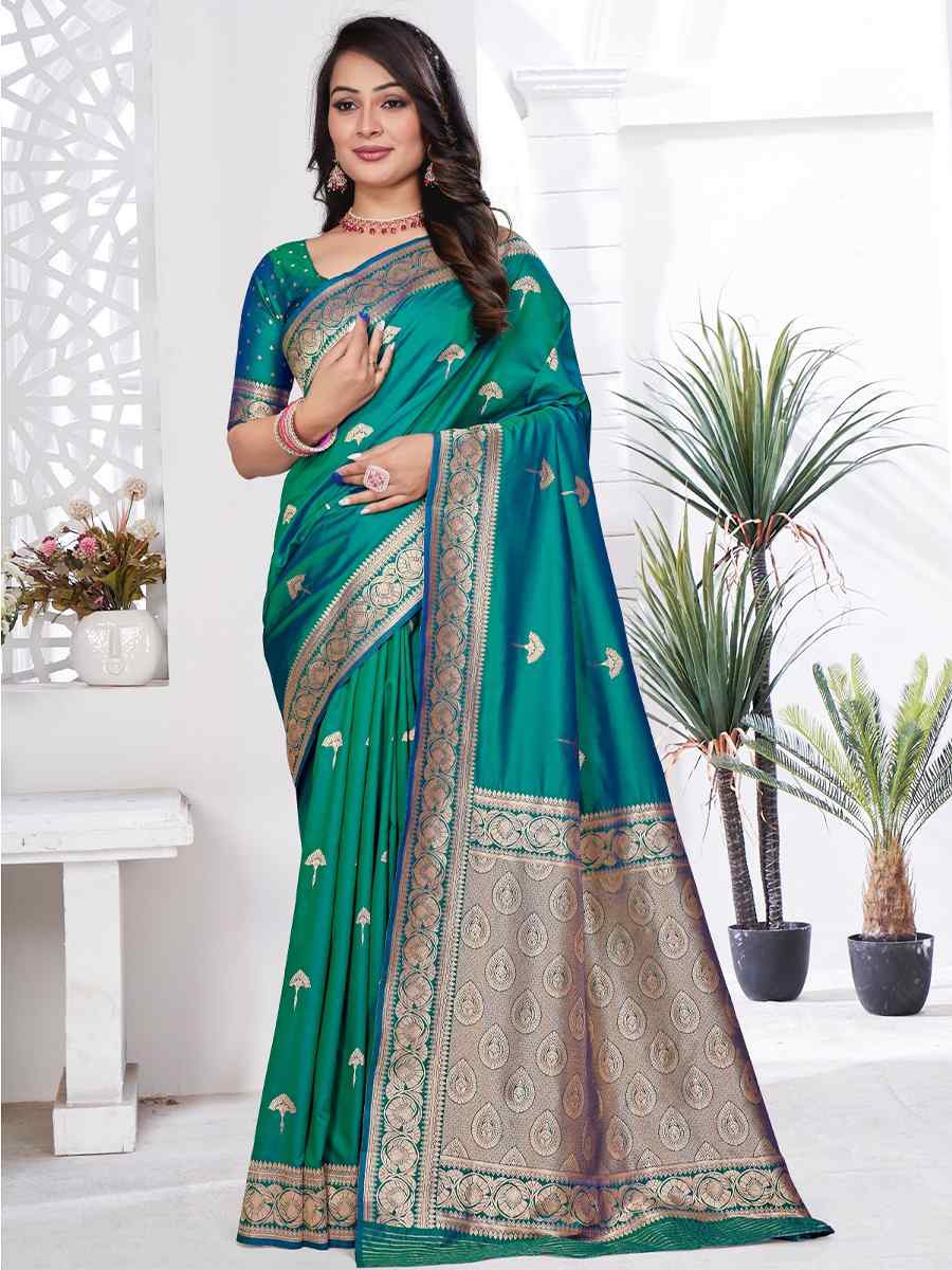 Peach Silk Handwoven Festival Wedding Fancy Heavy Border Saree