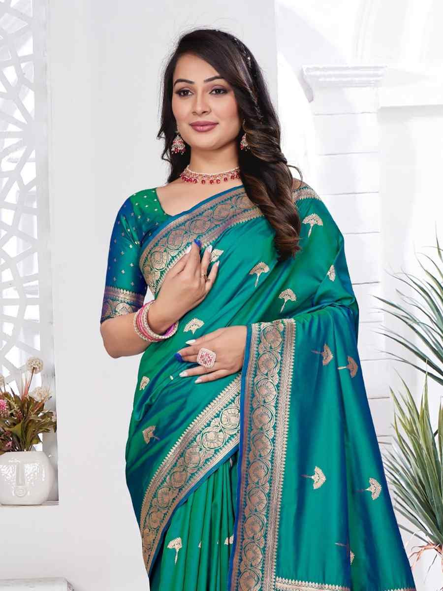 Peach Silk Handwoven Festival Wedding Fancy Heavy Border Saree