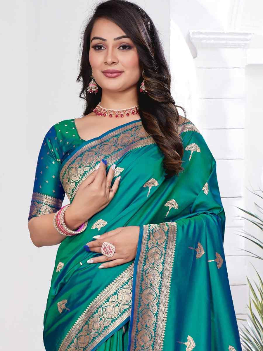 Peach Silk Handwoven Festival Wedding Fancy Heavy Border Saree