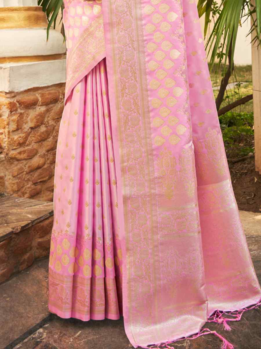 Peach Silk Handwoven Wedding Festival Heavy Border Saree