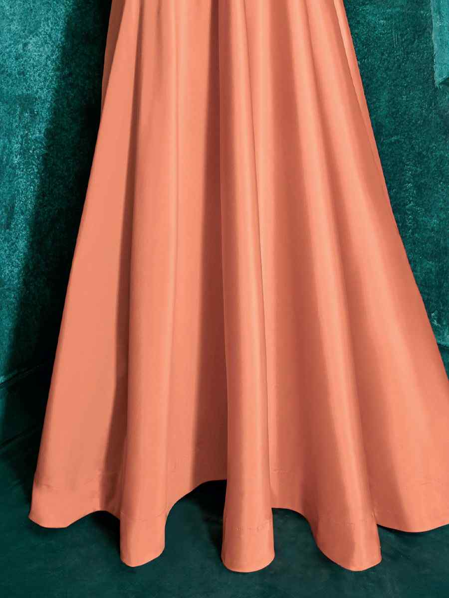 Peach Triva Silk Embroidered Party Festival Gown