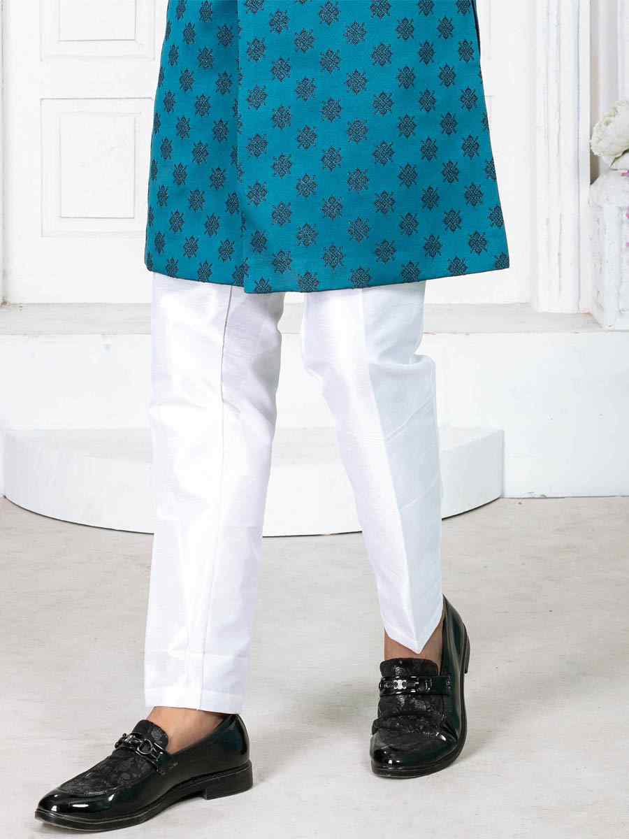 Peacock Heavy Jacquard Embroidered Wedding Groom Sherwani