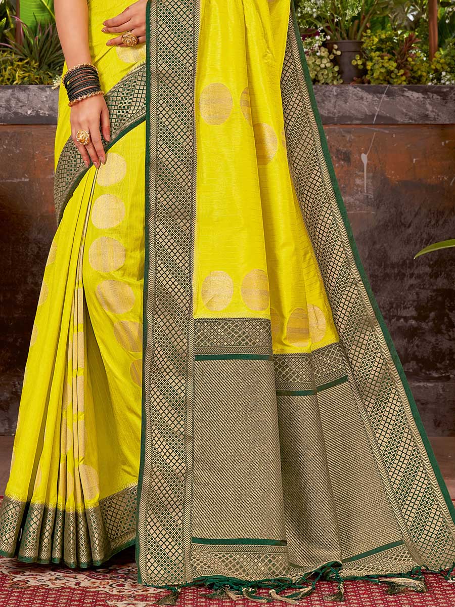 Pear Green Silk Handwoven Festival Saree